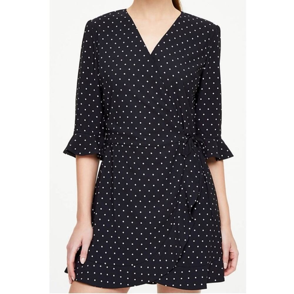 LOFT Ruffle Polka Dot Wrap Dress